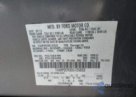2014 Ford Taurus Sel z USA, uszkodzony, nr VIN 1FAHP2E93EG125032